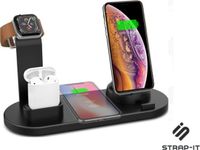 Strap-it Smartwatch bandje - Geschikt voor 4-in-1 draadloze docking station - Zwart