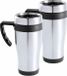 Merkloos / Sans marque Makito Western Europe RVS thermosbeker/warmhoud koffiebeker - 2x stuks - zwart - 500 ml - Isoleerbekers/reisbekers
