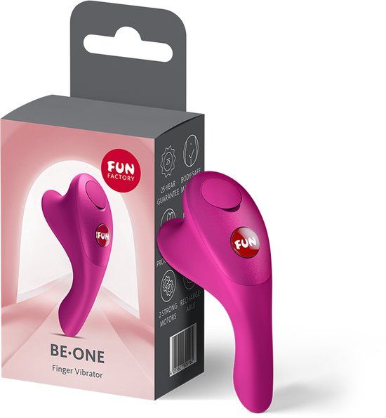 Fun Factory Be·One vingervibrator met dubbele motor, 5 vibratieprogramma's, IPX7 waterdicht, USB-C, Roze