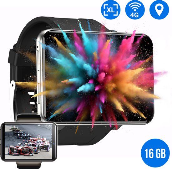 Soundlogic XL Smartwatch Android voor Dames & Heren - Smartwatches - IOS & Android - 16GB, Zilver
