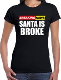 Bellatio Decorations Foute humor Kerst T-shirt breaking news broke - dames - zwart M