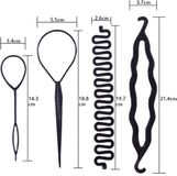 Jumada Goodies and Living Groothandel Jumada's Haarstijlen hulp - Makkelijk haar in stijl Maken - Haar Opsteken hulpstuk & Vlecht Tool - Voor elke Haartype! Zwart Kunststof 4 stuks