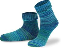 normani 2 paar Scandinavische wollen sokken met omslag turkoois gestreept 39-42 Unisex