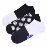 Happy Socks unisex 3P sneakersokken bulldog zwart & wit