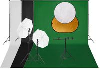 vidaXL - Fotostudioset - met - verlichtingsset - achtergrond - en - reflector