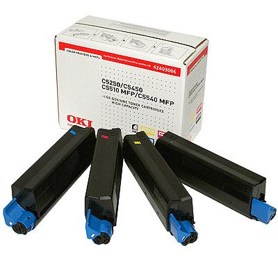 OKI 42403006 Toner Cartridge - 5000 Pages - Cyaan, Geel, Magenta, Zwart - Compatible with 5250, 5450, 5510MFP, 5540MFP