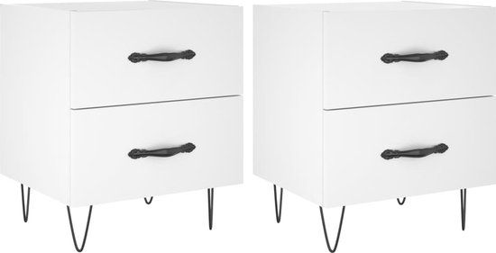 vidaXL Nachtkastjes - 2 stuks - 40x35x47,5 cm - Bewerkt Hout - Wit