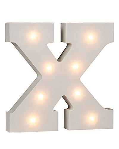 Out of the Blue 57/6097 - houten letter "X" verlicht met 8 LED-lampen, werkt op batterijen, ca. 16 cm