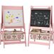 Tableau Éducatif 3-en-1 Pour Enfants Avec Rouleau De Papier, Tableau Noir, Tableau Blanc, Paniers De Rangement, 54 X 46,5 X 93 Cm, Rose