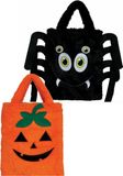 Fiestas Guirca Trick or treat snoep tasjes set van 2x - spin en pompoen - 19 x 23 cm - Halloween snoepjes ophalen