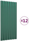 vidaXL - Dakpanelen - 12 stuks - 80x36 cm - Gegalvaniseerd staal - Groen