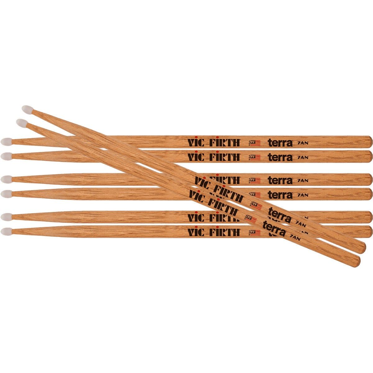 Vic Firth American Classic Terra 7A Nylon Value Pack Drumsticks (4 Pairs)