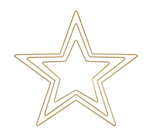 Rayher Set van 3 metalen sterringen voor seizoensgebonden knutselwerk, gouden draadsterren voor dromenvangers en macramé, verschillende maten, 25224616