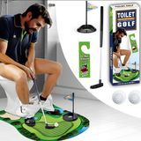 Stripe Potty Putter Toilet Golfset met Putting Mat, Putter en 2 Ballen