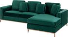 Beliani OSLO - Canapé d'angle - Velours vert - Gauche - 270 cm