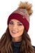 Vivisence Dames Wintermuts - Gebreid Met Pompon Van Eco Bont Wolmix Met Zachte Fleecevoering Antistatisch Voor Haar - Warm En Comfortabel In Koude Winterdagen Ideaal Voor Dagelijks Gebruik - Wijnrood