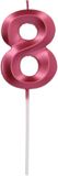 Folat Kaars cijfer 8 glamour roze metallic 7 cm