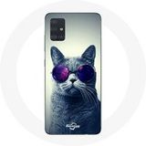 Maniacase Hoesje voor Samsung Galaxy A51 Cat Glasses Style
