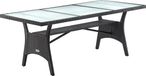 Casaria Polyrattan Tafel – Veiligheidsglasblad 190x90x74 cm – Zwart