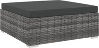 vidaXL Voetensteun met kussen poly rattan grijs