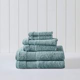Tommy Bahama Island Retreat Set van 6 badhanddoeken, 100% katoen, zacht en absorberend, pluis- en kleurecht, middelzwaar, turkoois blauw