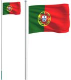 vidaXL Vlag met vlaggenmast Portugal 6,08 m aluminium