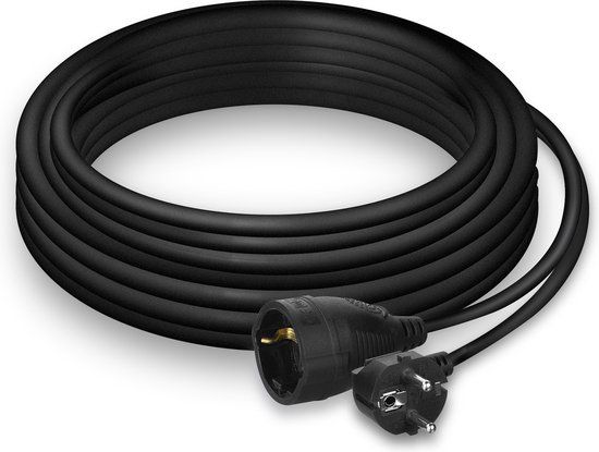 ACT Verlengkabel 10 meter - CEE 7/7 male - CEE 7/7 female - Zwart