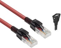 ACT FB5503 afsluitbare CAT6A ethernetkabel, met sleutel, RJ45 ethernetnetnetkabel (U/UTP), LSZH knikbescherming, rood, 3 m