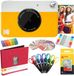 KODAK Printomatic Instant Camera (geel) Art Kit Zink Papier (20 vellen) + Scrapbook + Markers + Stickers + Schaar + Washi Tape