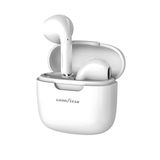 Goodyear Draadloze hoofdtelefoon met 60 uur oplaadetui, Bluetooth 5.3 hoofdtelefoon, in-ear, USB-C-oplaadkabel inbegrepen, True Wireless Stereo, surround sound, microfoon en touch controls, wit