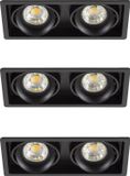 KS Verlichting Inbouwspot Bjorn 2 zwart set 3 stuks