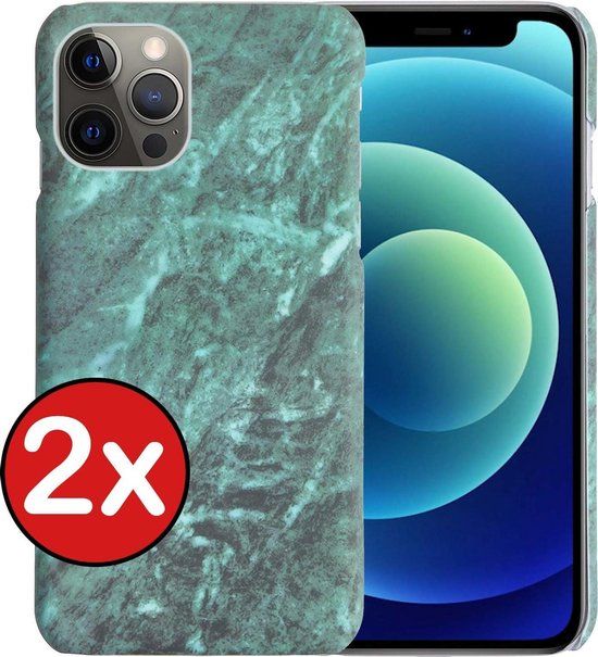 BTH iPhone 12 Pro Max Case - Marble Hardcover Fashion Case - Green - 2 PACK