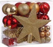 Merkloos / Sans marque Kerstboomset Soir de Noël 44-delig rood/goud