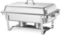 VEVOR Rechthoekige Chafing Dish, 9 Qt 4-Delige Roestvrijstalen Chafing Dish, Complete Set Voedselverwarmer met Hol Handvat, 2 Voedseltangen, Deksel, Brandstofhouder, Chafing Dishes voor Banketten, Feesten En Bruiloften