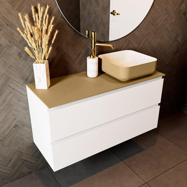 Mondiaz Mondiaz TOP 23 Topblad - 100x23.5x0.9cm - geschikt voor afdekplaat - Solid surface - Oro T23XIM49850Oro