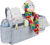 Relaxdays bedside pocket - 8 vakken - vilt - 23 x 43 x 11 cm - opbergzak - lichtgrijs