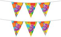 Haza Leeftijd Verjaardag Vlaggetjes 8 jaar - 2x stuks - plastic - 10 meter