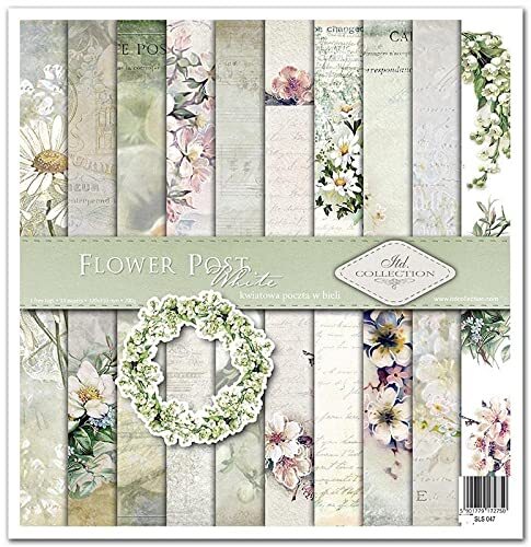 ITD Collection - Scrapbooking-pakket 12x12 inch, scrapbooking papier, decoratief papier, decoupage, kaarten maken, papierformaat - 310 x 320 mm (Flower Post - White, SLS047)