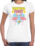 Bellatio Decorations Tropical party T-shirt voor dames - wit - XL