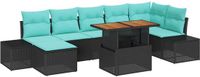 vidaXL Tuinbank Set 8-delig Zwart Polyrattan