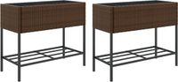 vidaXL Plantenbakken met schap 2 stuks 90x40x75 cm poly rattan bruin
