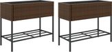 vidaXL Plantenbakken met schap 2 stuks 90x40x75 cm poly rattan bruin
