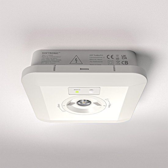HOFTRONIC Opbouwspot vierkant LED noodverlichting 3 watt 280 lumen IP65 waterdicht 6500K daglicht wit