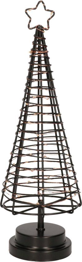 Anna's Collection - Verlichte 3D Kerstboom - Zwart - 36 cm - 45 LED - Batterij