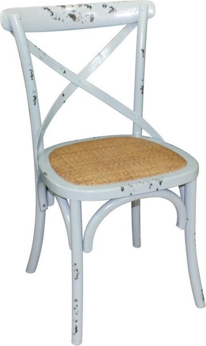 Bolero Houten stoel met gekruiste rugleuning - Antiek Blue Wash - 2 Stuks