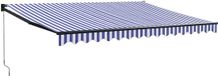 vidaXL Parasol manuel 4 x 3 m rayures bleues et blanches