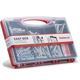 Fischer Kit Easy Box Set pluggen en schroeven voor bevestiging op volledige wanden, grijs, 136 stuks
