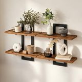 Relaxdays, set van 2 wandplanken, van spaanplaat, vintagebruin | voor wandmontage, voor keuken & badkamer, HxBxD: 40 x 13,5 x 38 cm