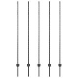 vidaXL - Ingegraven hekpalen - 5 stuks - Grijs - 200 cm - Gepoedercoat staal