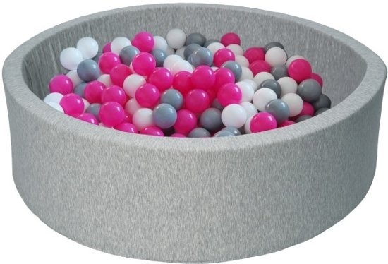 Viking Choice Ballenbak - stevige ballenbad - 90 x 30 cm - 300 ballen Ø 7 cm - wit roze grijs